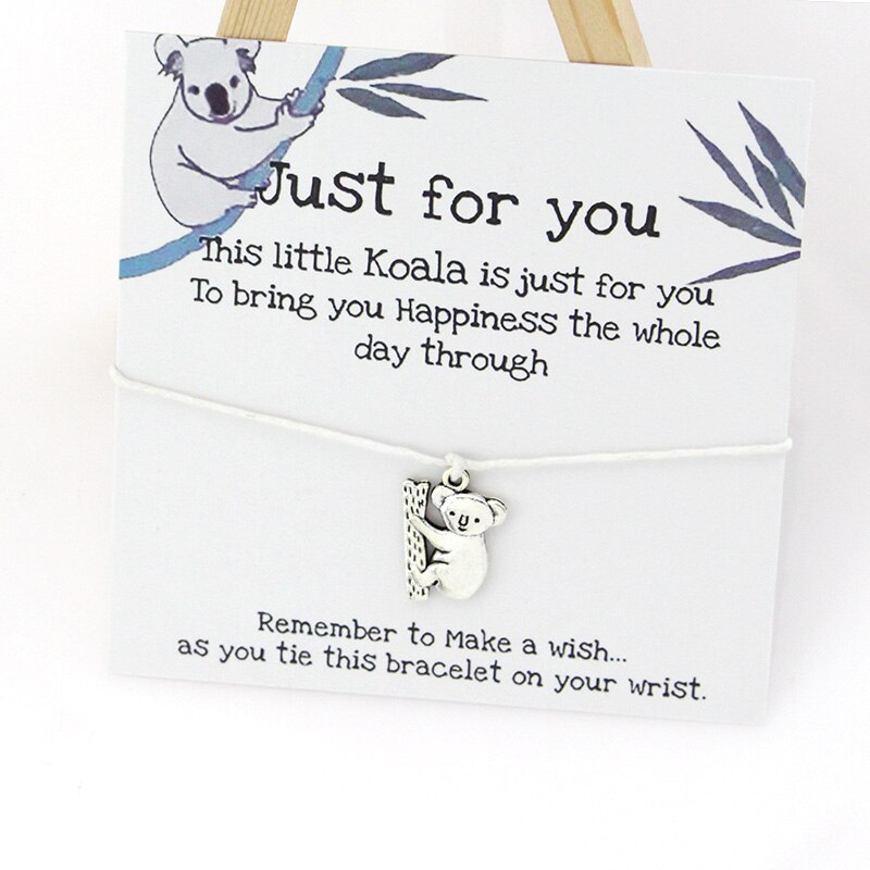 Wish Armband Lucky Koala Leuke Koala Charm Wish Card Vriendschap Armbanden Koala Sieraden Voor Vrouwen Mannen Beste Vriend: white