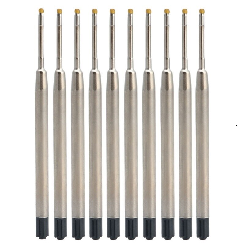 10pcs Standard Style Blue/black Ink 1MM Medium Nib Ball Point Pen Refills: black