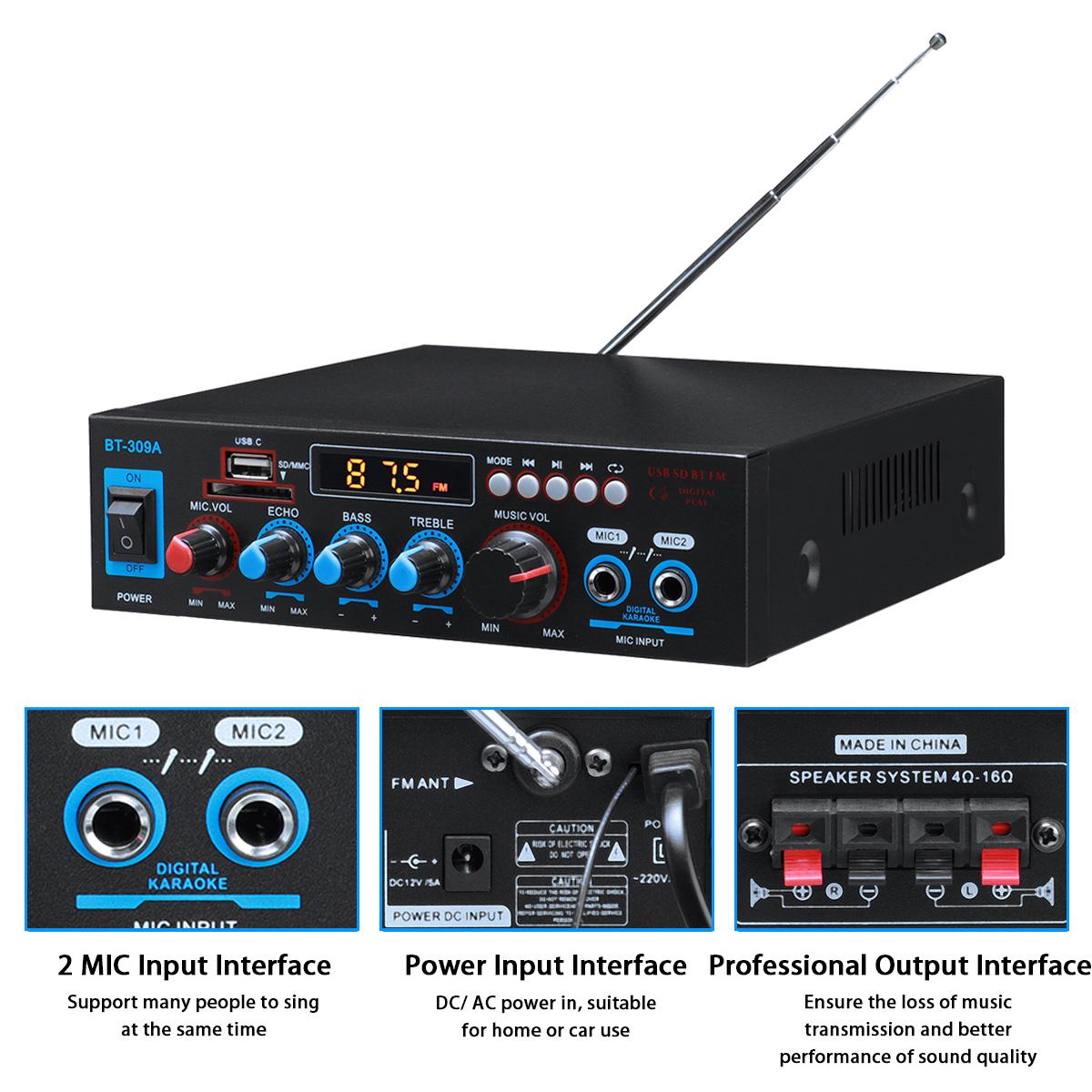 800W 220V Bluetooth Amplifier HIFI Digital Subwoofer AUX input USB SD Home Theater Amplifiers Audio Processor Power Amplifier