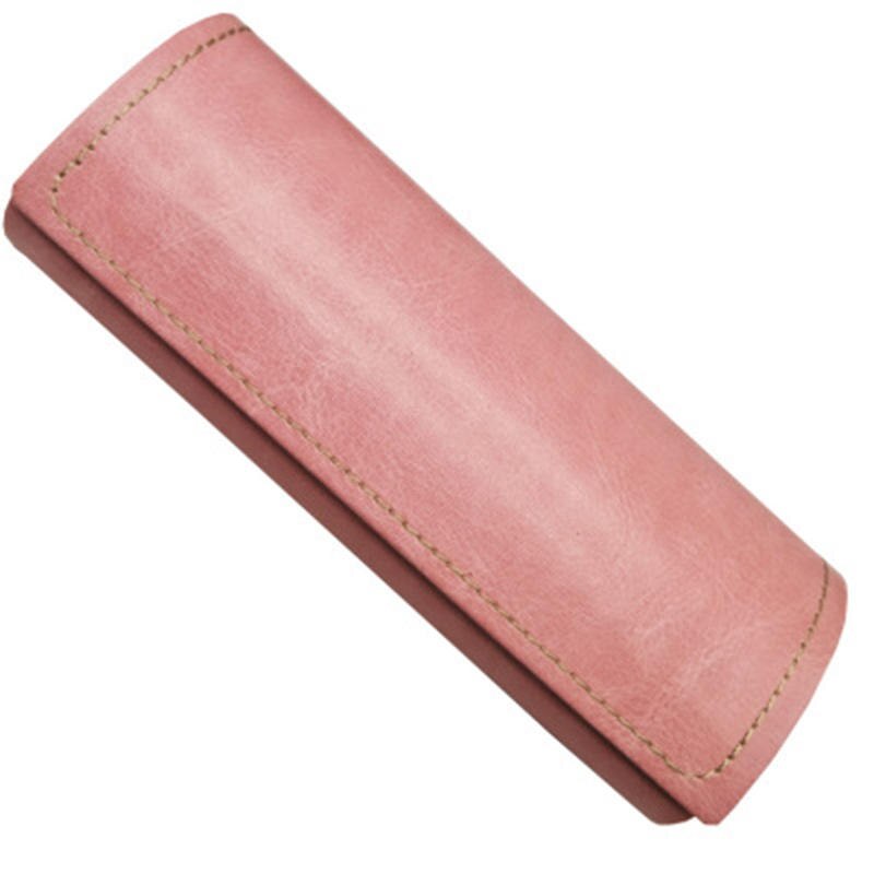 Portable Zipper Eye Glasses Clam Shell Sunglasses Hard Case Protector Box: Pink