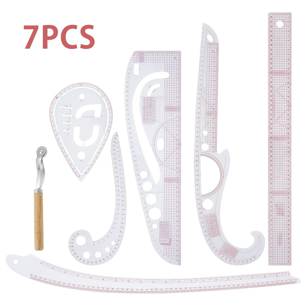 5/6/7Pcs Set Sewing Ruler Tailor Measuring Kit Quilting Curved Sewing Drawing Template Rulers Yardstick Sleeve Arm Cutting Tools: 7pcs set