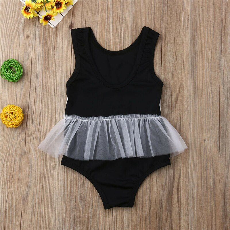 Summer Kids Girls Swimwear Swan Print Swimming Lace Kids Bathing Suit Bikini Swimsuit Girls One Piece Swimwear Children Swimsuit