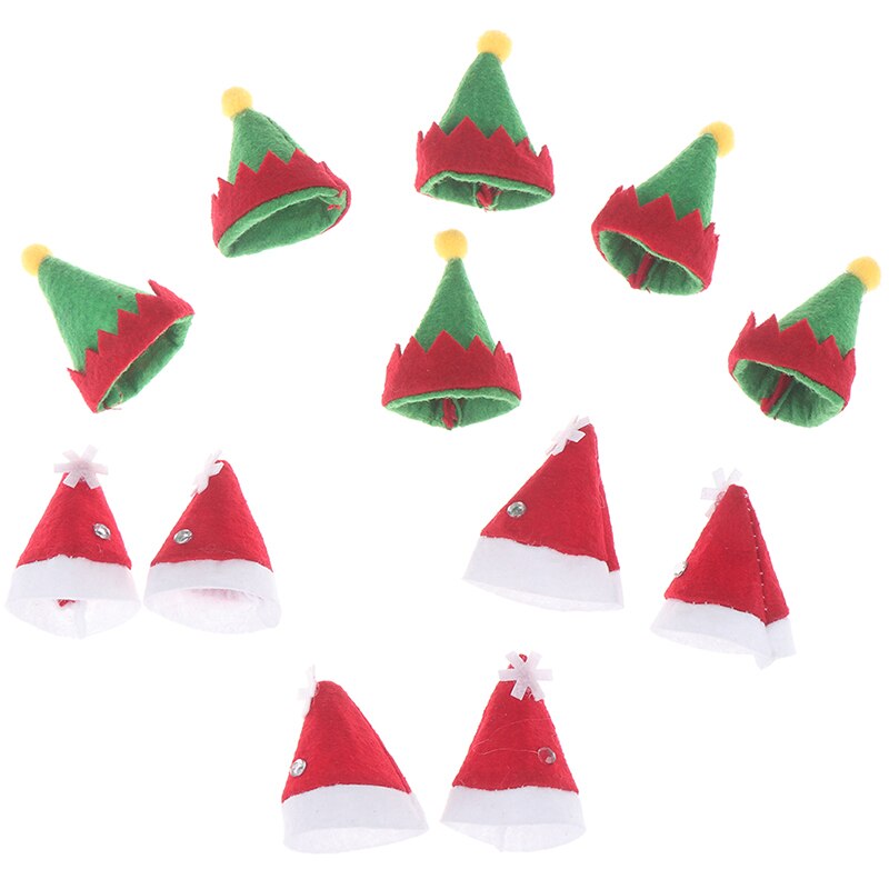 6Pcs Leuke Lolly Kerst Hoed Kleine Mini Snoep Kerstman Cap Diy Decoratie Party Accessoires Lolly Hoed Huwelijkscadeau
