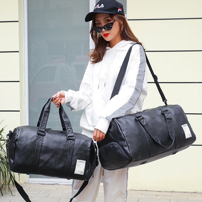 Bolso de cuero para gimnasio y deportes al aire libre para hombre y mujer, bolsa de viaje multifunción para entrenamiento, Fitness, Yoga, XA918WD