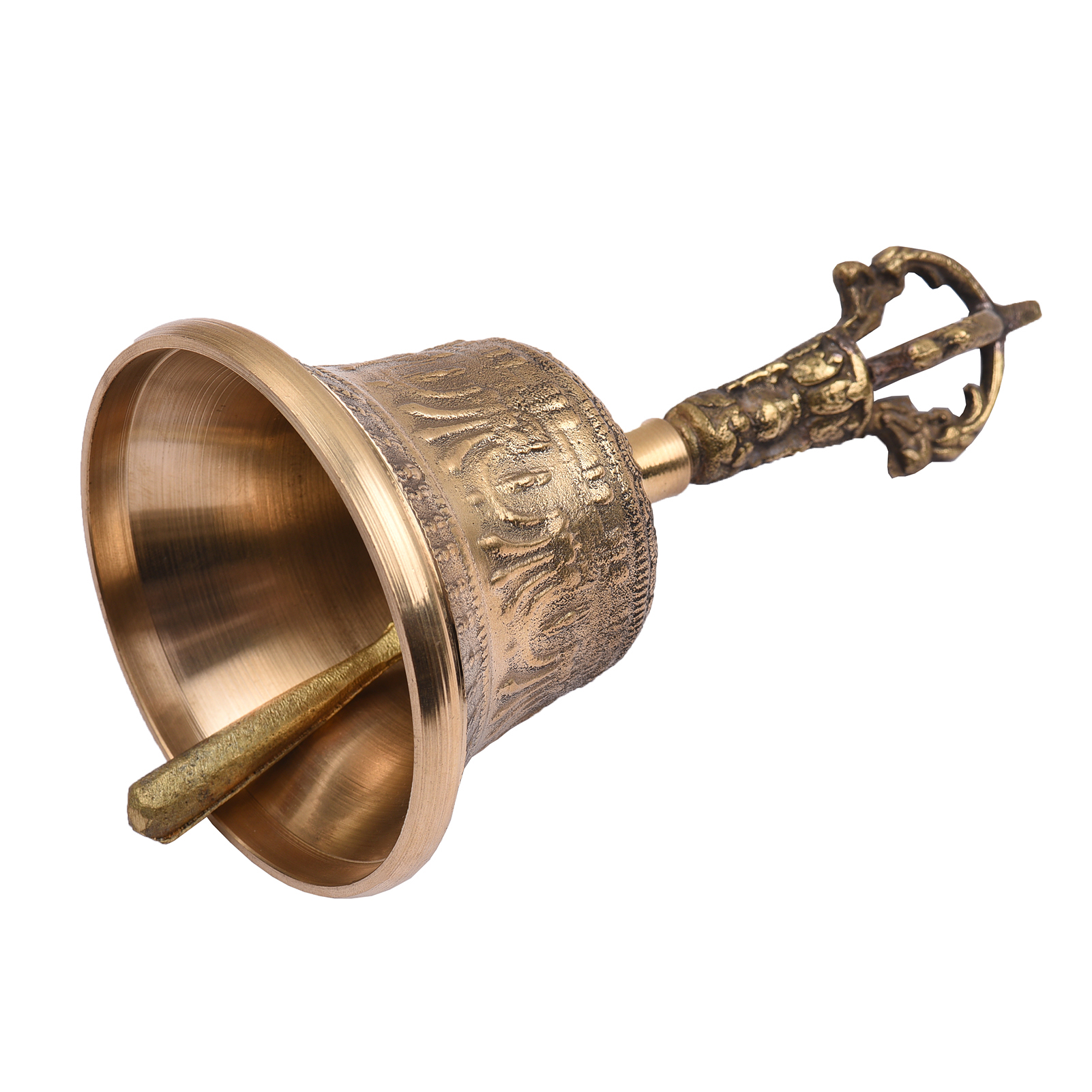 Cloche bouddhiste tibétaine en Bronze, cloche à main avec rembourrage Vajra pour la méditation et la prière
