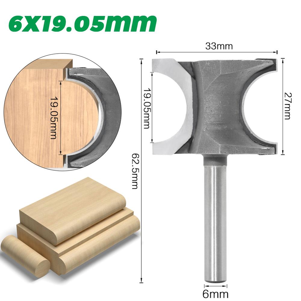 JGZUI 1PCS Half Round Side Cutter BitHalf Round Side Cutter Bit Router Bit Router Bit 6mm shank 12mm shank Woodworking bits: 6X19.05mm