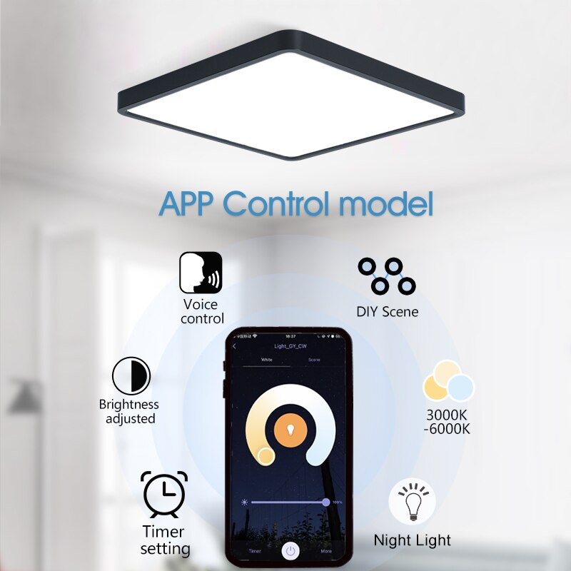 Marpou Tuya Smart Led Plafond Lamp Houtnerf App Voice Control Alexa/Google Afstandsbediening Vierkante Plafond Verlichting Living kamer