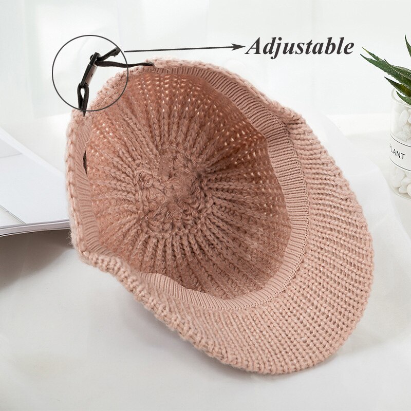 Stickad babymössa pompom vinterkeps för barn justerbar solid baby vintermössa tillbehör barnmössa för 2-5 år 1pc