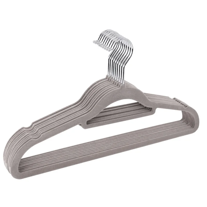 5/10/20 Stuks Kleding Jas Fluwelen Hangers Anti Slip Luxe Gevlokte Broek Rok Opberghaak Hanger Kast Kleerhangers: XXL / GRIJS
