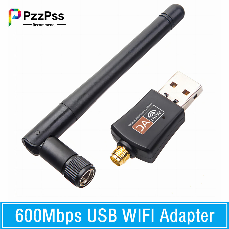 Pzzpss dual band 600mbps usb wifi adapter 2,4 ghz 5ghz wifi mit antenne pc mini computer netzwerk karten empfänger für pc laptop