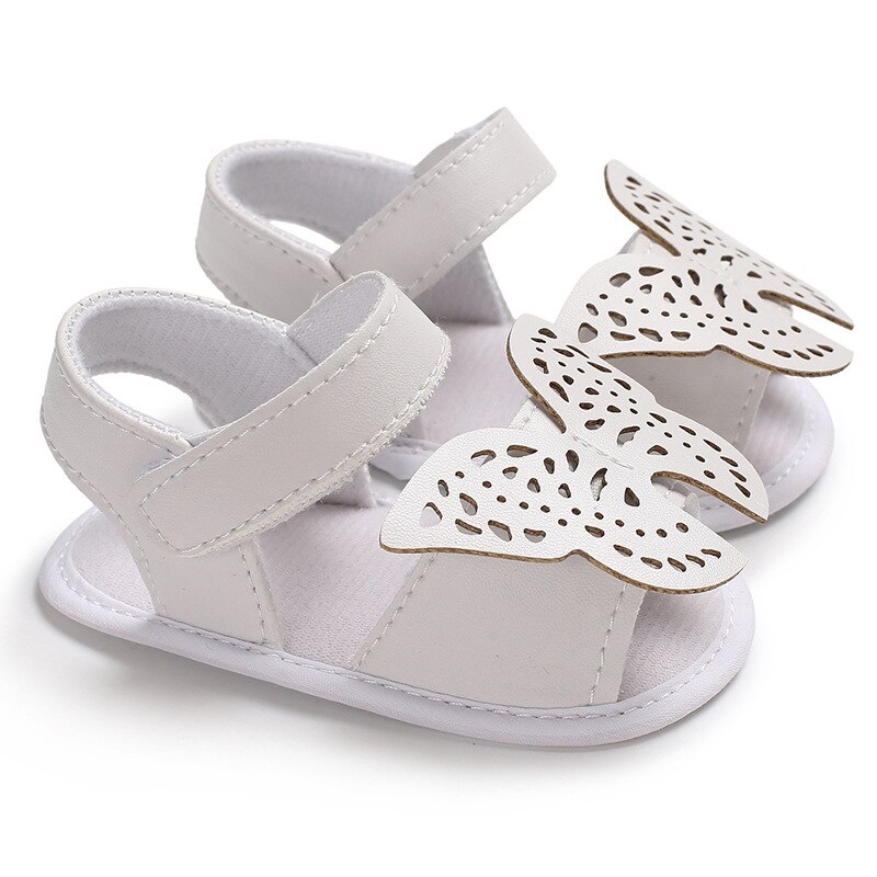 Novo verão adorável causal da criança do bebê meninas meninos sandália sapatos 3 estilo 0-18m couro sólido arco gancho sapatos: White / 0-6 meses