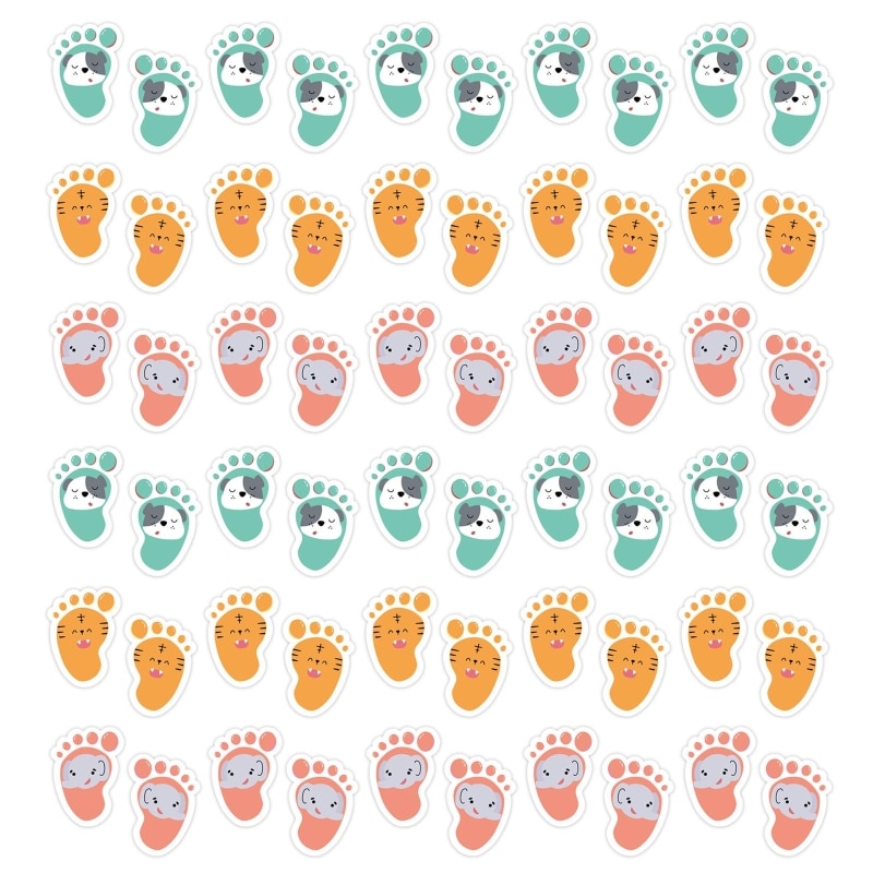 30 Pairs Cartoon Kids Floor Stickers Self-Adhesive Decals Social Distance Cute Footprint Decor for Room Party Nursery