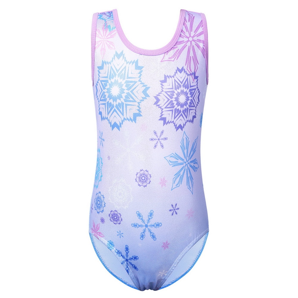 BAOHULU 3-12Y Girls Snowflake Gymnastics Leotards Jumpsuit Kids Tank Athlete Gymnast Bodysuit Gymnastic Skating Costume