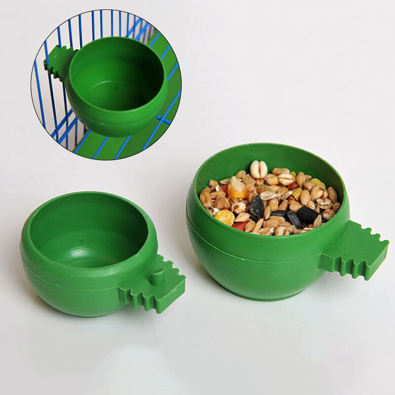 L M S Parrot Food Water Bowl Dual Feeding Cup Plastic Bird Pigeon Cage Water Food Feeder Bird Parrot Pet Aviary Water Container