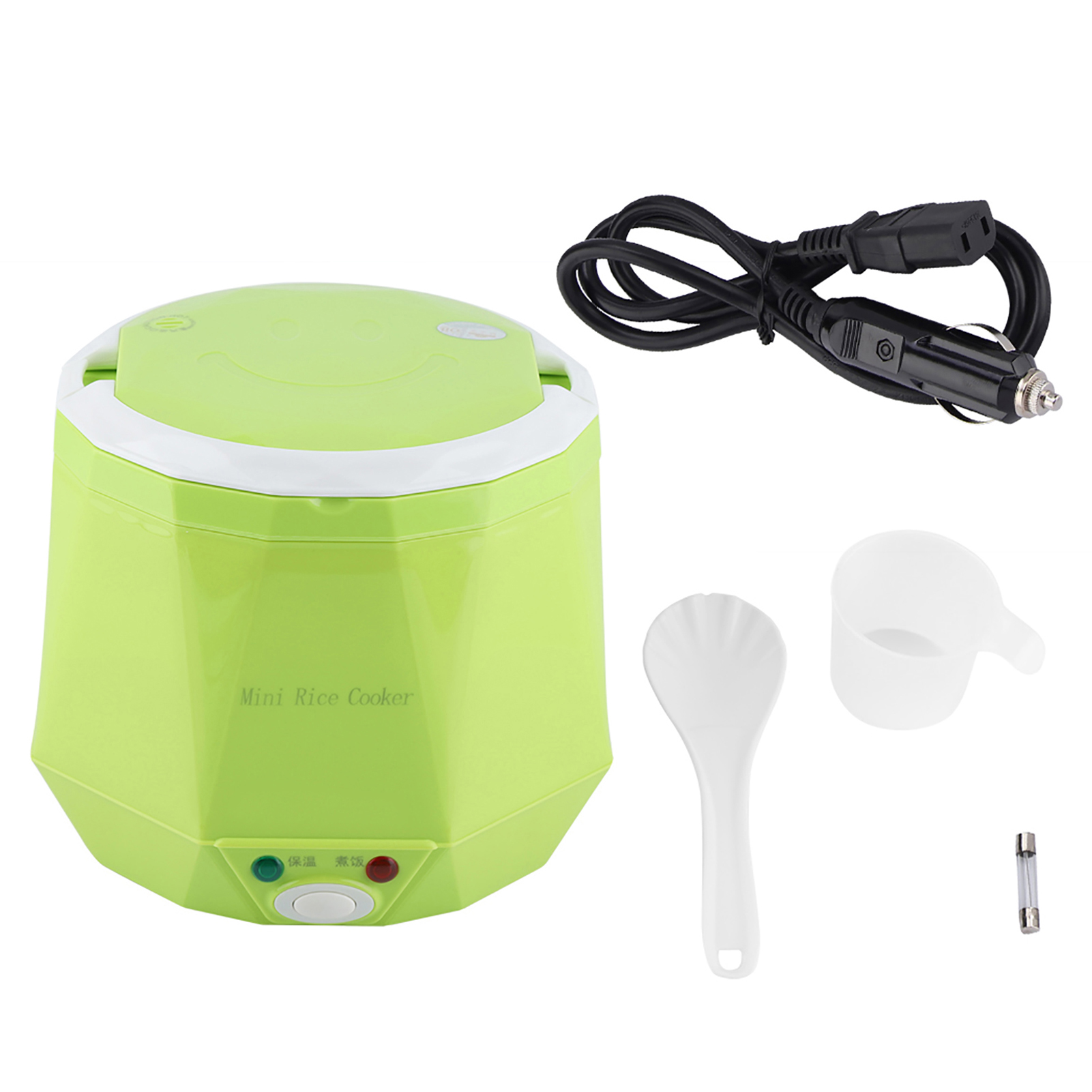 Olla arrocera eléctrica de 24V, olla de cocina multifuncional portátil de 1,6 L, vaporizador de alimentos para camión, olla arrocera eléctrica de 140W: Blanco