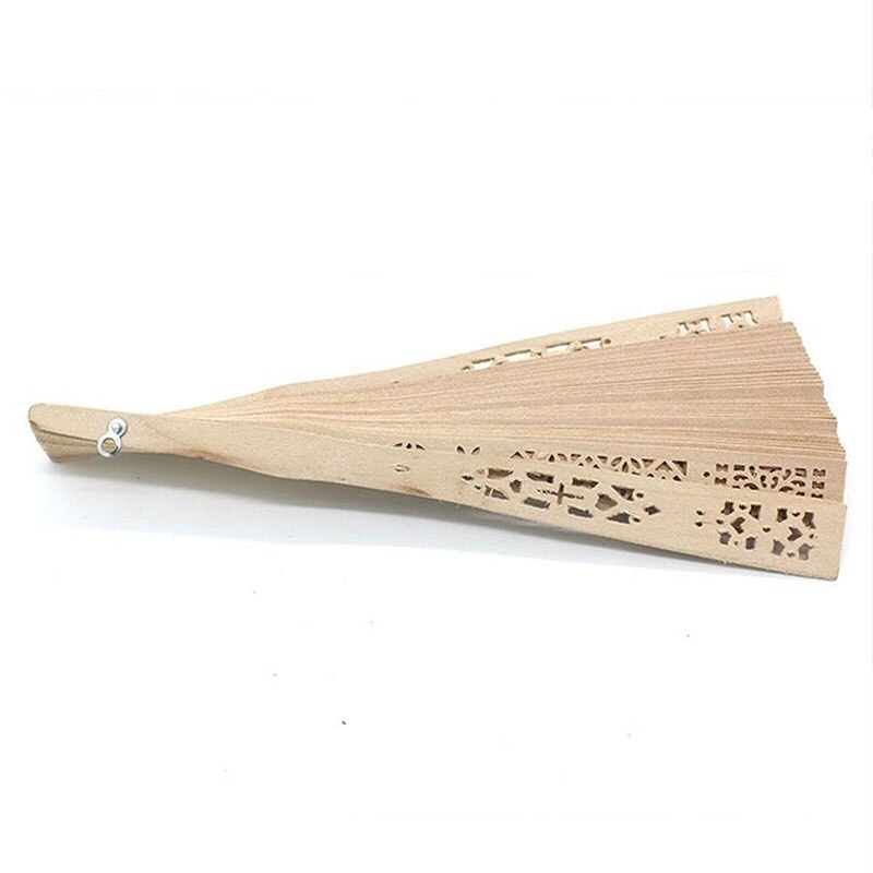 1PC Portable Retro Chinese Hand Fans Folding Durable Hollow Out 20cm Bamboo Wooden Carved Scented Japanese Fan