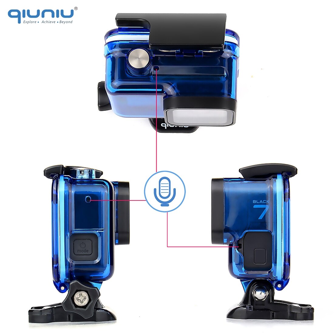 Qiuniu voor gopro hero 7/6/5 zwarte beschermende skeletbehuizing, zijwaartse open behuizing voor gopro 5 6 7 zwarte behuizing accessoires