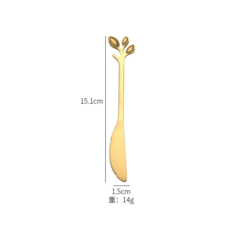 1/5pIeces Rosegold FruitFork Cake Knife 304 Stainless Steel Dessert Fork Cake Knife Tableware Accessories For Chistmas: GoldCakeKnife 1pcs
