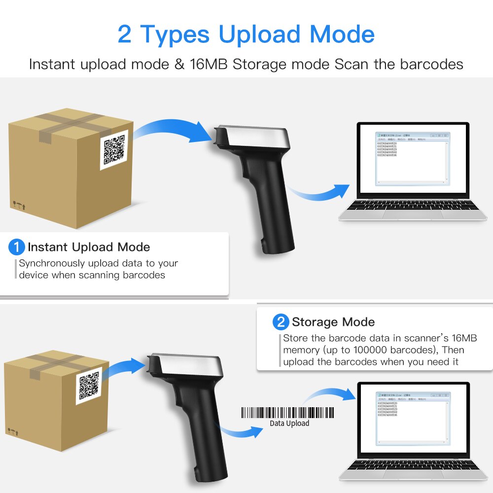 Eyoyo 2D QR kabellos Barcode Scanner BT 4,1 USB Drahtlose Barcode Leser für PDF417 Daten Matrix UPC Kompatibel