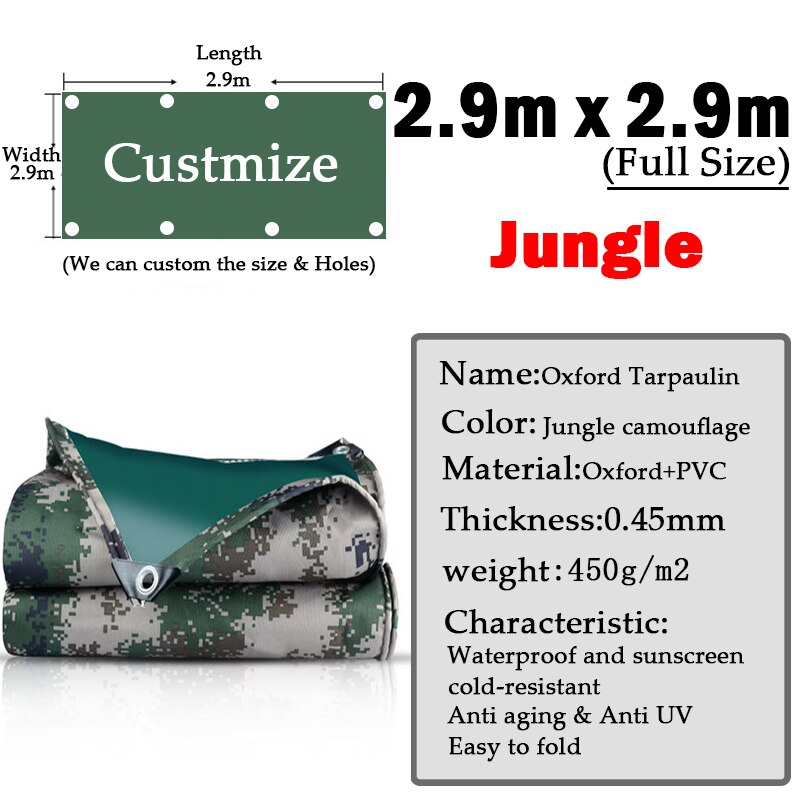 Jungle Oxford Camping tente bâche Camouflage extérieur imperméable tissu PVC résistant camion abri couverture cargaison Pile bâches