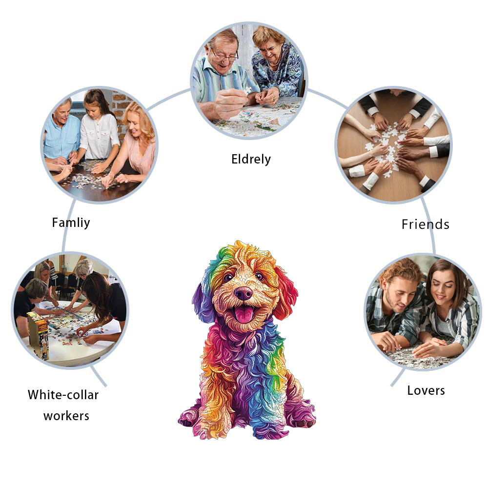Puzzle in legno colorato per cani da cartone animato, puzzle per giocattoli ad alta difficoltà, addestramento alla concentrazione per adulti, regali di compleanno di Natale
