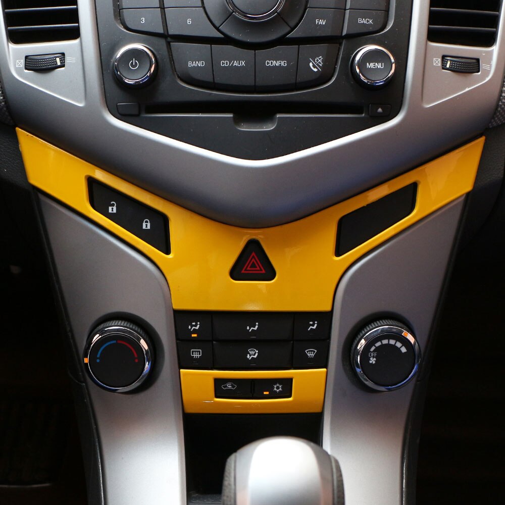 ABS cromo para Panel de consola central aire acondicionado de lentejuelas de la etiqueta engomada para Chevrolet Cruze Sedan Hatchback: yellow
