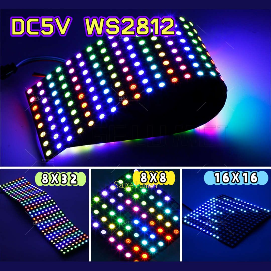 Ws2812b rgb led digital fleksibel individuelt adresserbar led panellysstripe  ws2812 8 x 8 16 x 16 8 x 32 modulmatriseskjerm  dc5v