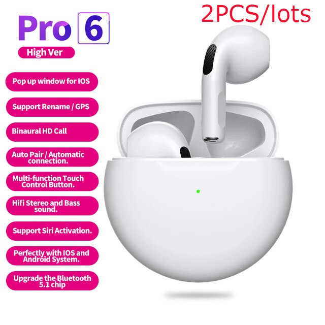 2pcs TWS Bluetooth 5.0 Earphones Charging Box Wireless Headphone 9D Stereo Sports Waterproof Earbuds Headsets With Microphone: L 2PCS