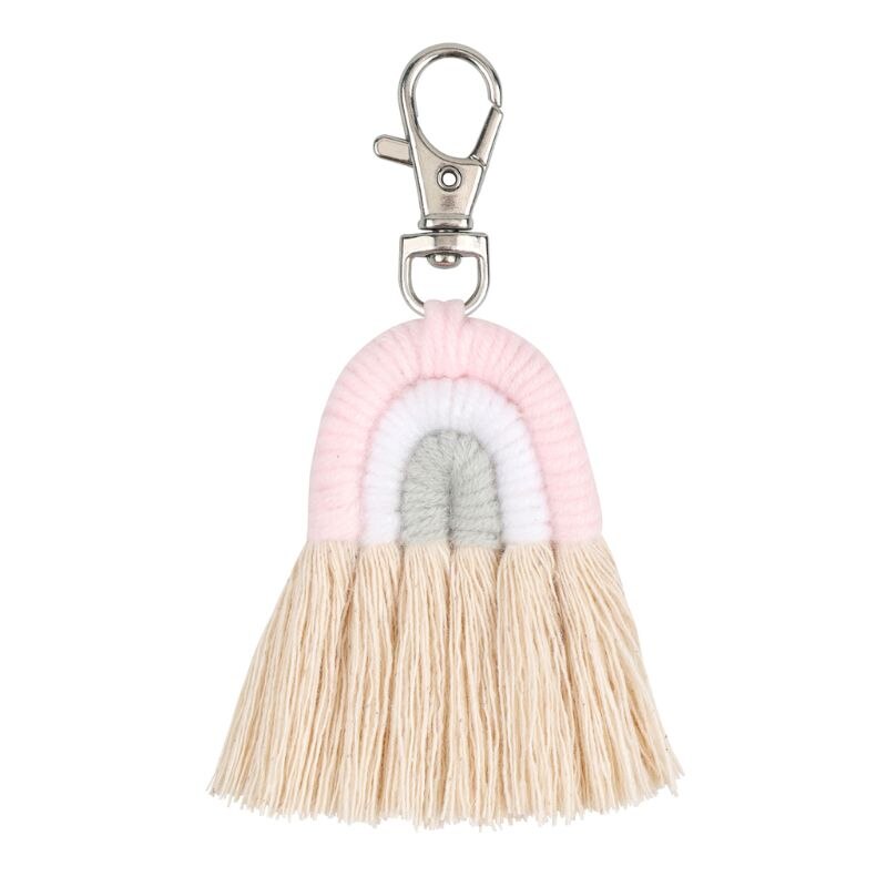 Weven Regenboog Sleutelhangers Handgemaakte Auto Sleutelhanger Dames Auto Bag Charm Accessoires: KEY68