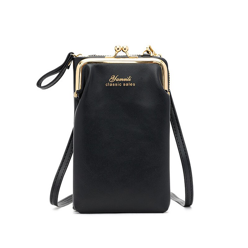 Handytasche, pu-damen-umhängetasche, Bote Tasche: Schwarz