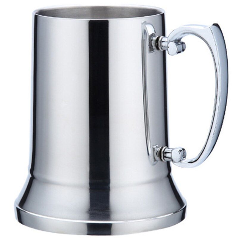 450Ml Double Layer 304 Stainless Steel Beer Mug Cocktail Flame Cup Handle Coffee Cup Breakfast Milk Cup With Handle Cof: Default Title