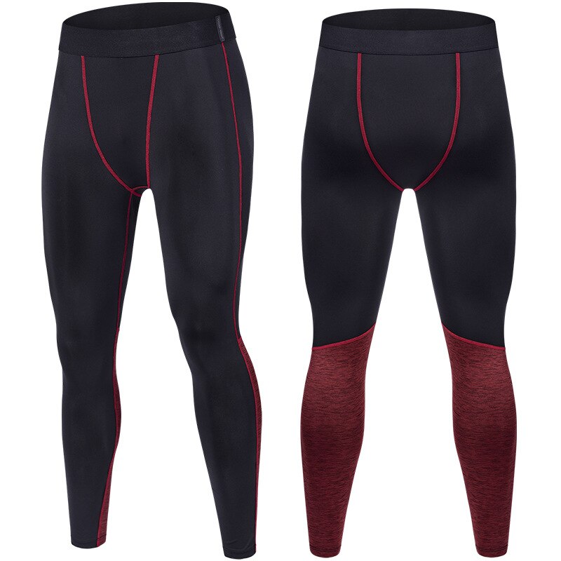 Hurtigttørrende skinny ensfarvede bukser herre løbebukser gym stramme leggings joggingbukser til mænd træning træningstøj xxxl: Sort rød / M