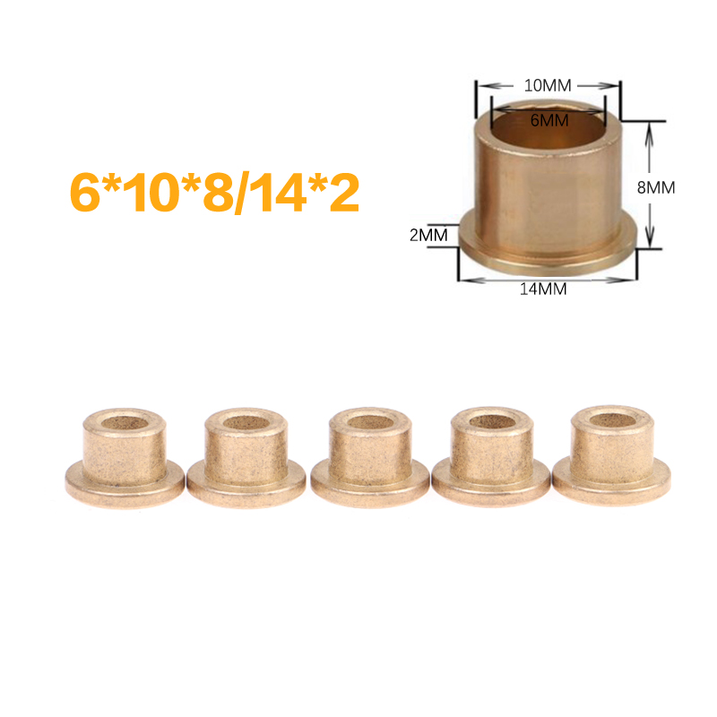 5Pcs Flanging Self-Lubricating Bearing Powder Metallurgy Oil Copper Bushing Guide Sleeve With Stepped Flange Hardware: Pink