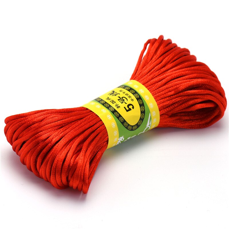 Cordon tressé en Satin de soie pour macramé, 20m, 2.5mm, pour fabrication de bijoux, Bracelet à perles, cordon chinois: Rouge