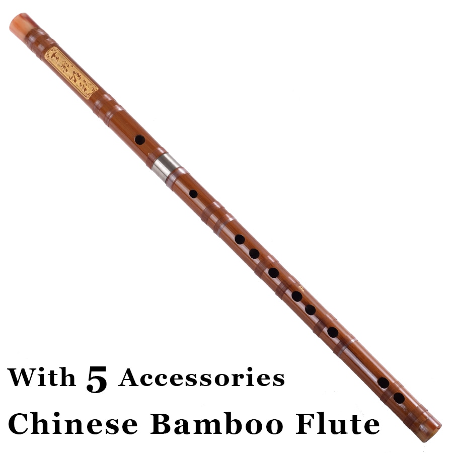 Traditionel kinesisk bambusfløjte dizi tværgående flauta vind musikinstrumenter lilla bambu håndlavet 5 tilbehør