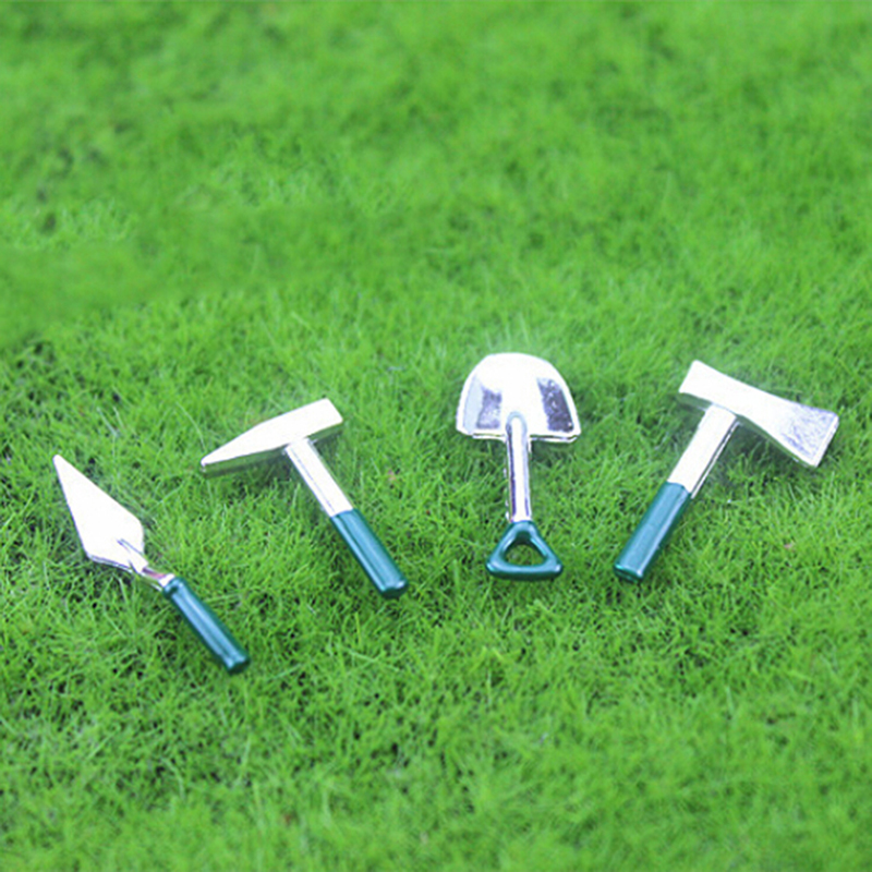 DIY Miniatura Metal Watering Can Spade Rake Garden Tools For Children Dolls House Miniatures Accessories Set: 3