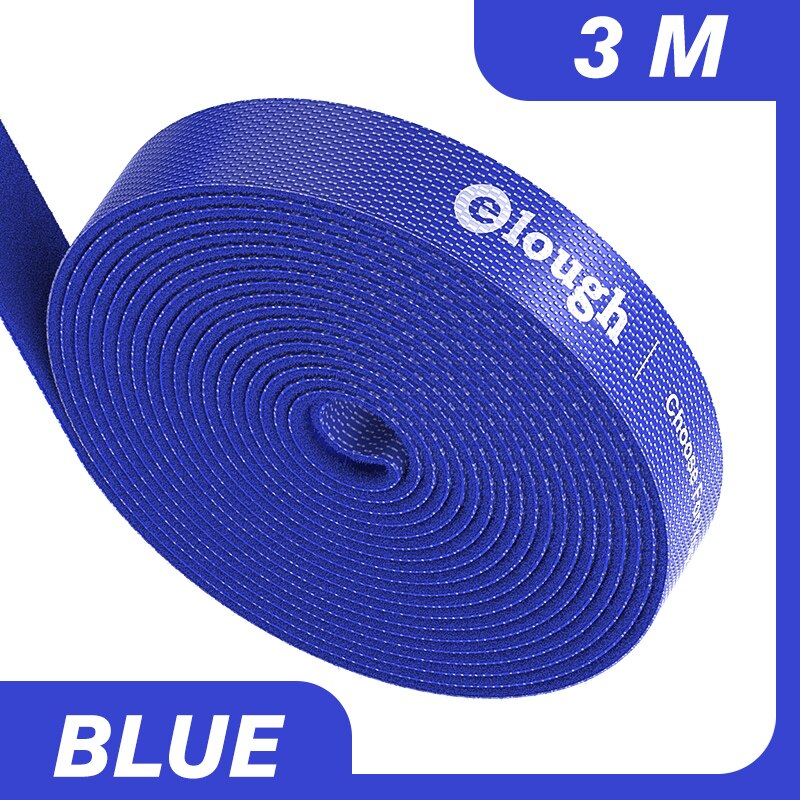 Elough 5m kabel organiserare wire winder clip hörlurar mushållare sladdskydd för iphone samsung xiaomi huawei usb-laddare: 3m st blå kardborreband