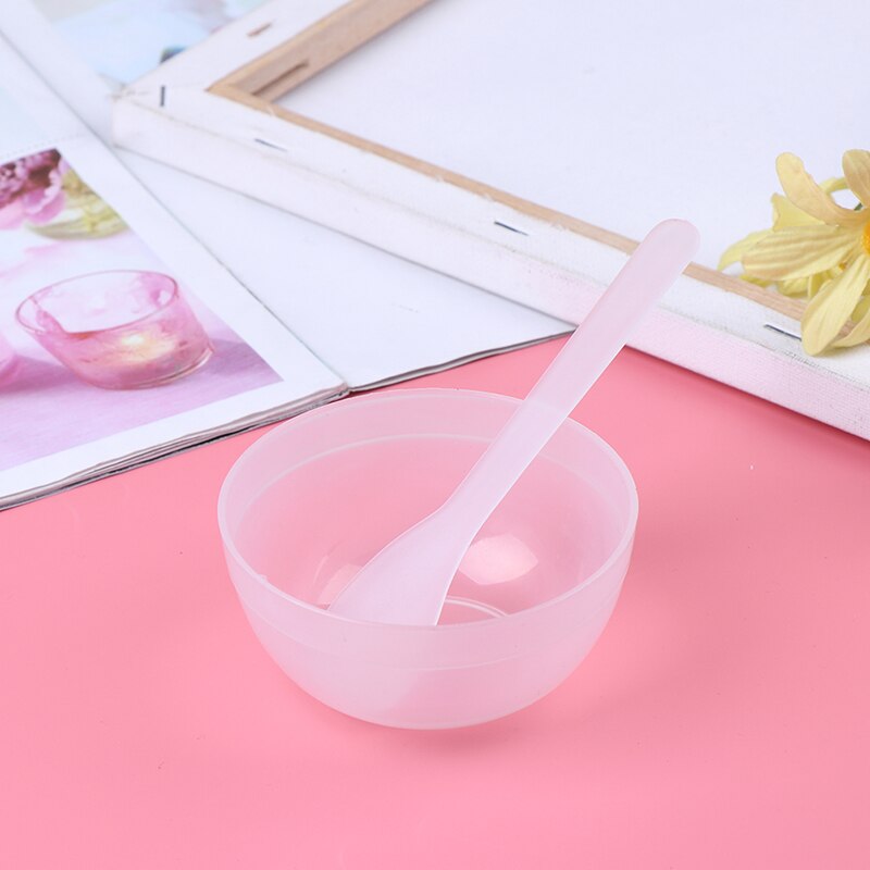 Conjunto para mascarilla Facial 2 en 1, cuenco mezclador, cuchara, palo, cepillo, conjunto para cuidado del rostro, conjuntos profesionales de belleza Facial para mujer: Blanco