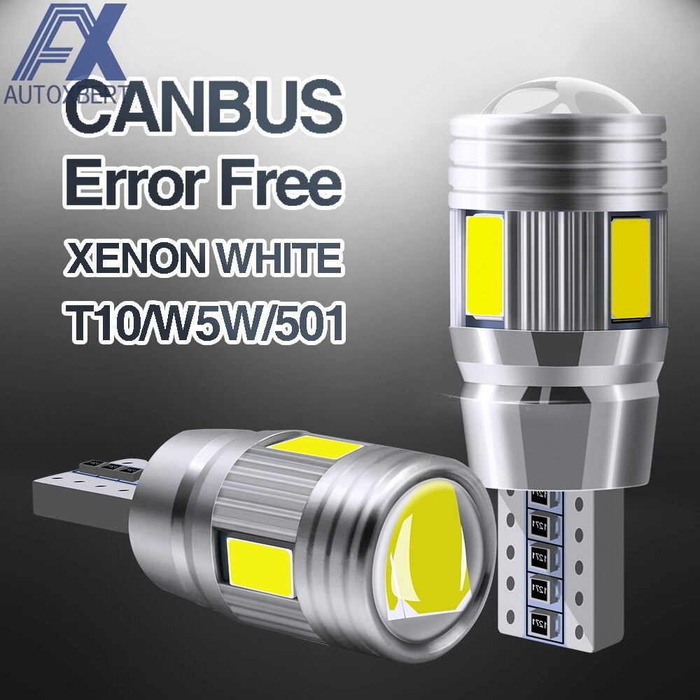 AX Xukey 2pcs T10 W5W 194 168 Auto Led Light Side CANBUS Geen Fout Interieur Dome Parker Staart Breedte kofferbak 6000K Wit 6SMD-5630