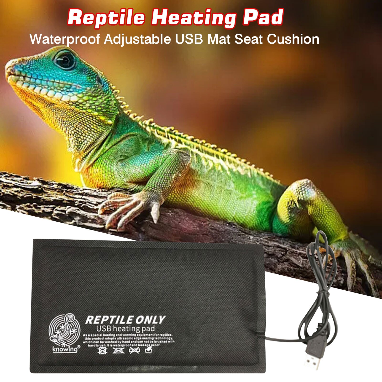 Tappetino riscaldante per rettili tappetino USB impermeabile cuscino per sedile terrario rettile lucertola rettile incubatore per tutti i tipi di animali domestici striscianti