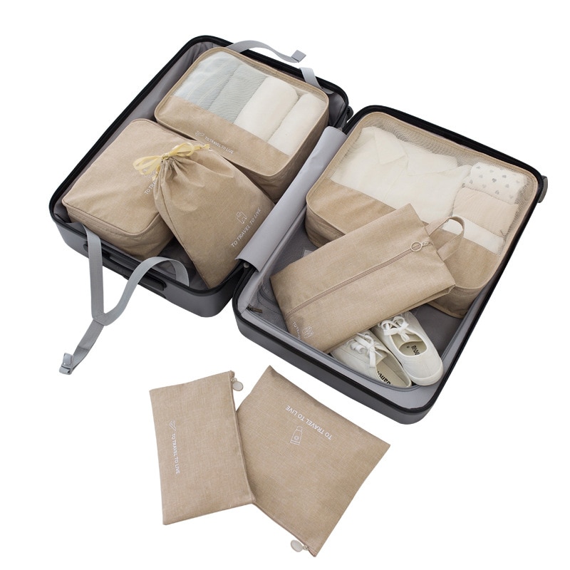 Bagage Organizer Verpakking 7 stks/set Reizen accessoires kit Mesh organizer Verpakking Cube Kleding ondergoed Schoen sorteren tassen