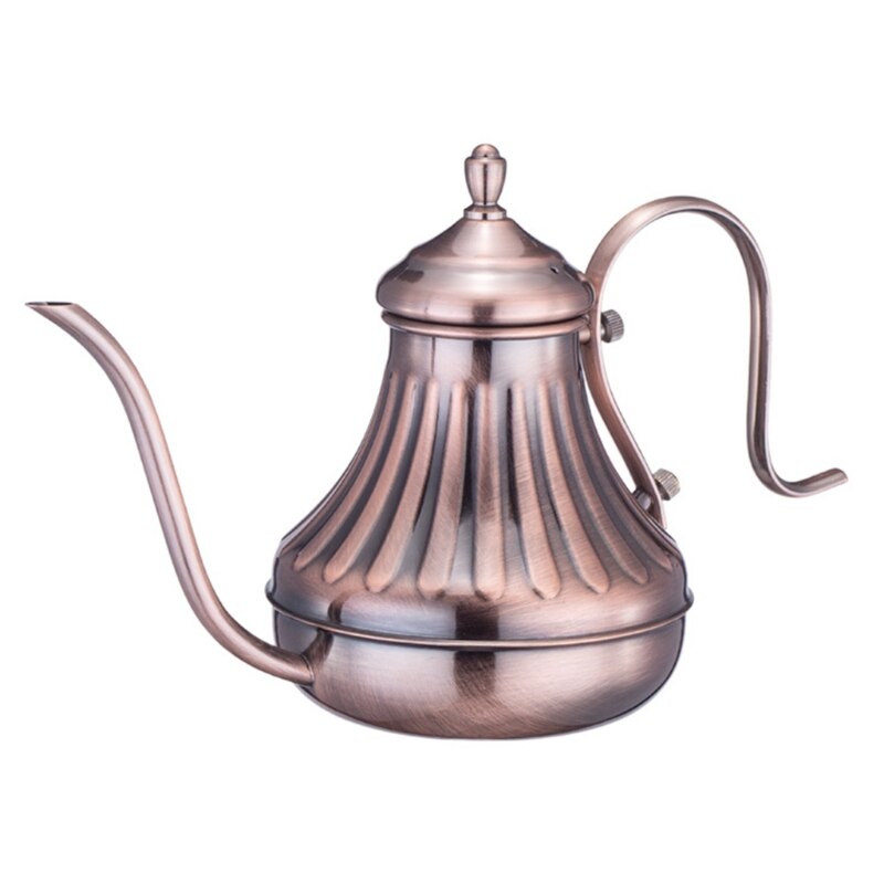 Bronze Coffee Over Drip Pot Fine Mouth Coffee Pot Long Gooseneck Spout Bronze 304 Stainless Steel DIY Coffe Maker Teapot: 2