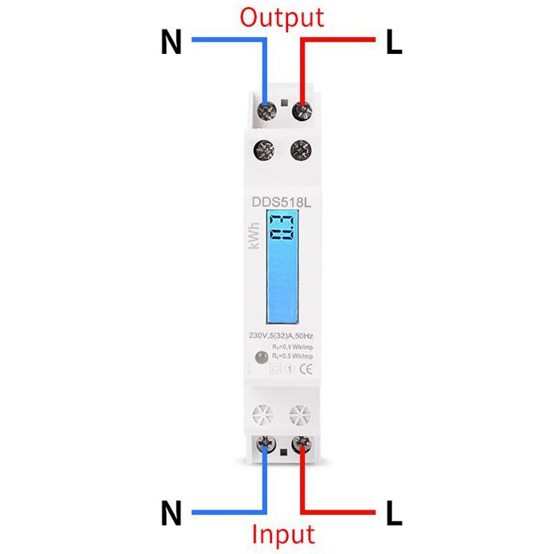 Single Phase LCD Backlit Wattmeter Power Consumption Watt Energy Meter kWh AC 5-32A 230V 50Hz 110V 60Hz Electric Din Rail Mount