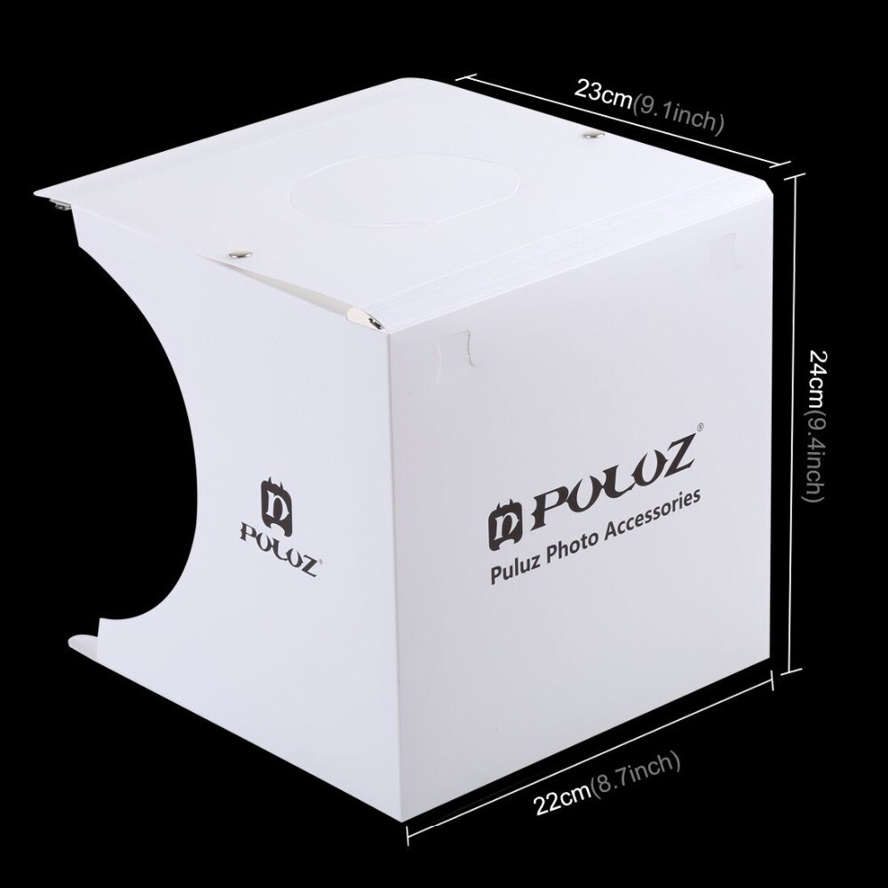 PULUZ — 8 Mini boîte à lumière pliable de 20x20 cm, avec éclairage LED, fond noir et blanc, boîte de studio photo