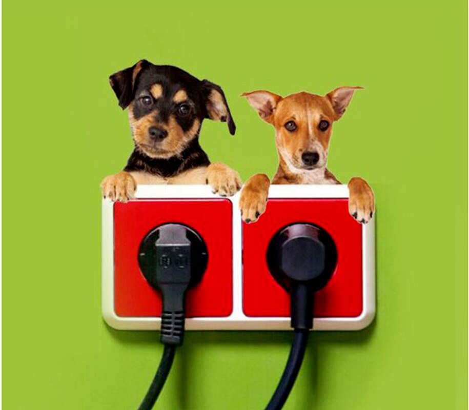 Cartoon Cat and Dog Switch Decoration Wallpaper Children's Room Home Decoration PVC Mural Decoration Wall Decal