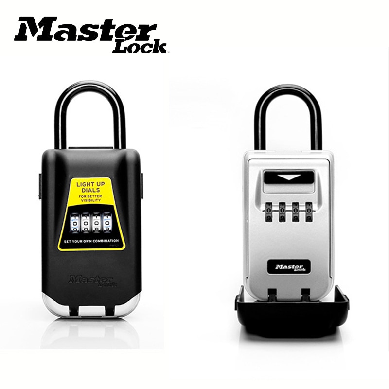 Key Safe Box Keys Storage Outdoor Padlock Combination Light Up Dial Portable Lock Box Password Lock Keys Hook For Home Office