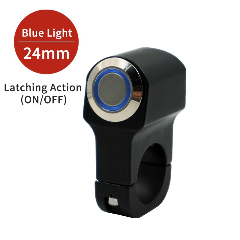 Motorcycle Switches ATV Scooter 22mm 24mm Handlebar Headlight Hazard Fog Light Switch Momentry/Latching ON-OFF Button with LED: Blue Light(24mm)L