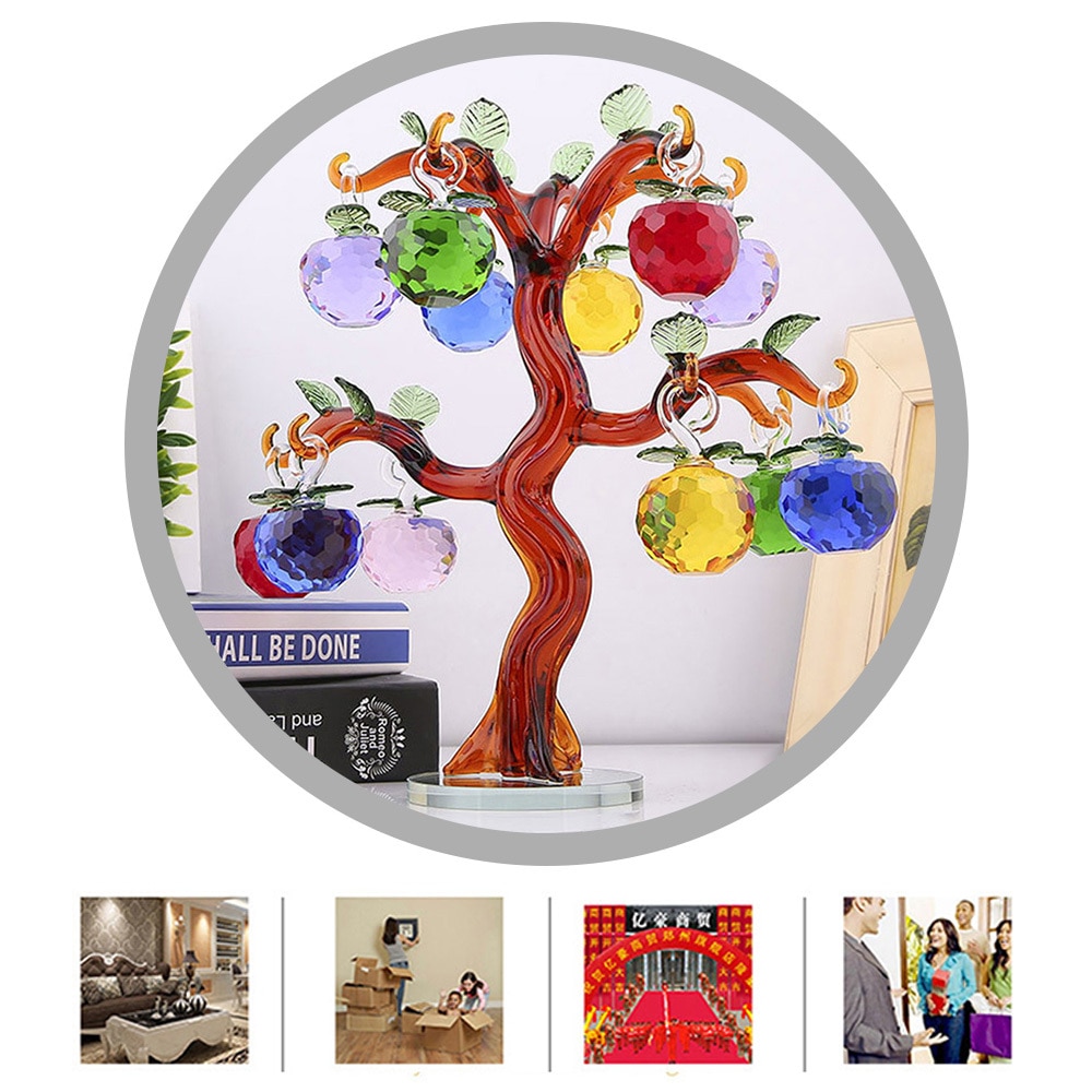 DIY Christmas Crystal Apple Tree Decoration Apples Crafts Home Decoration Figurines Souvenirs Decor Ornaments Year