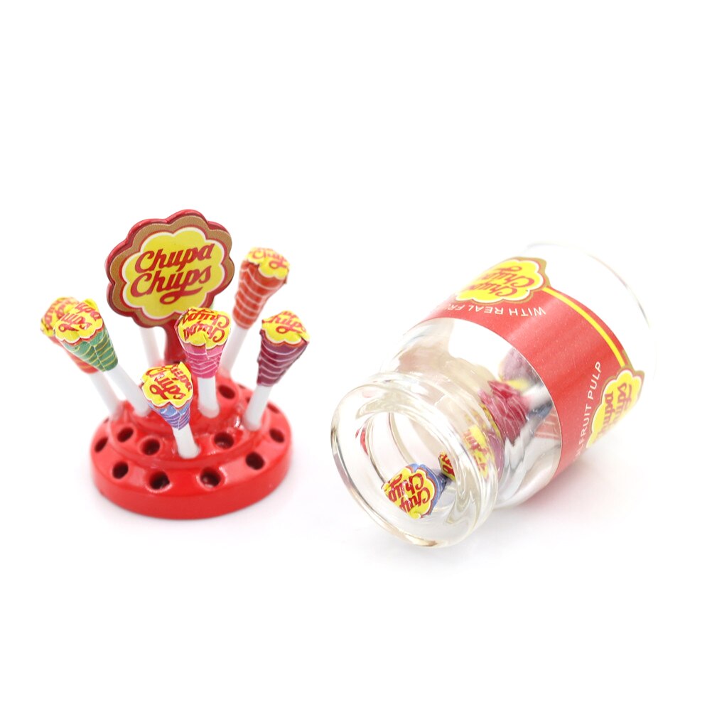 Miniatuur Eten Dessert Suiker Mini Lollipops Met Case Houder Candy Voor Poppenhuis 1/12 Keuken Meubels Speelgoed Accessoires 1:12