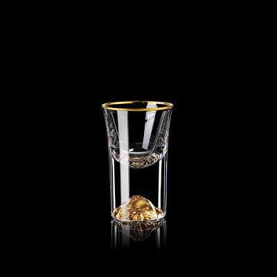 Top Grade Golden Mountain Liquor Shot Glass Wine Decanter Crystal Vodka White Spirit Gold Foil Dispenser Small Cups Wineglass: 1 Piece Glass